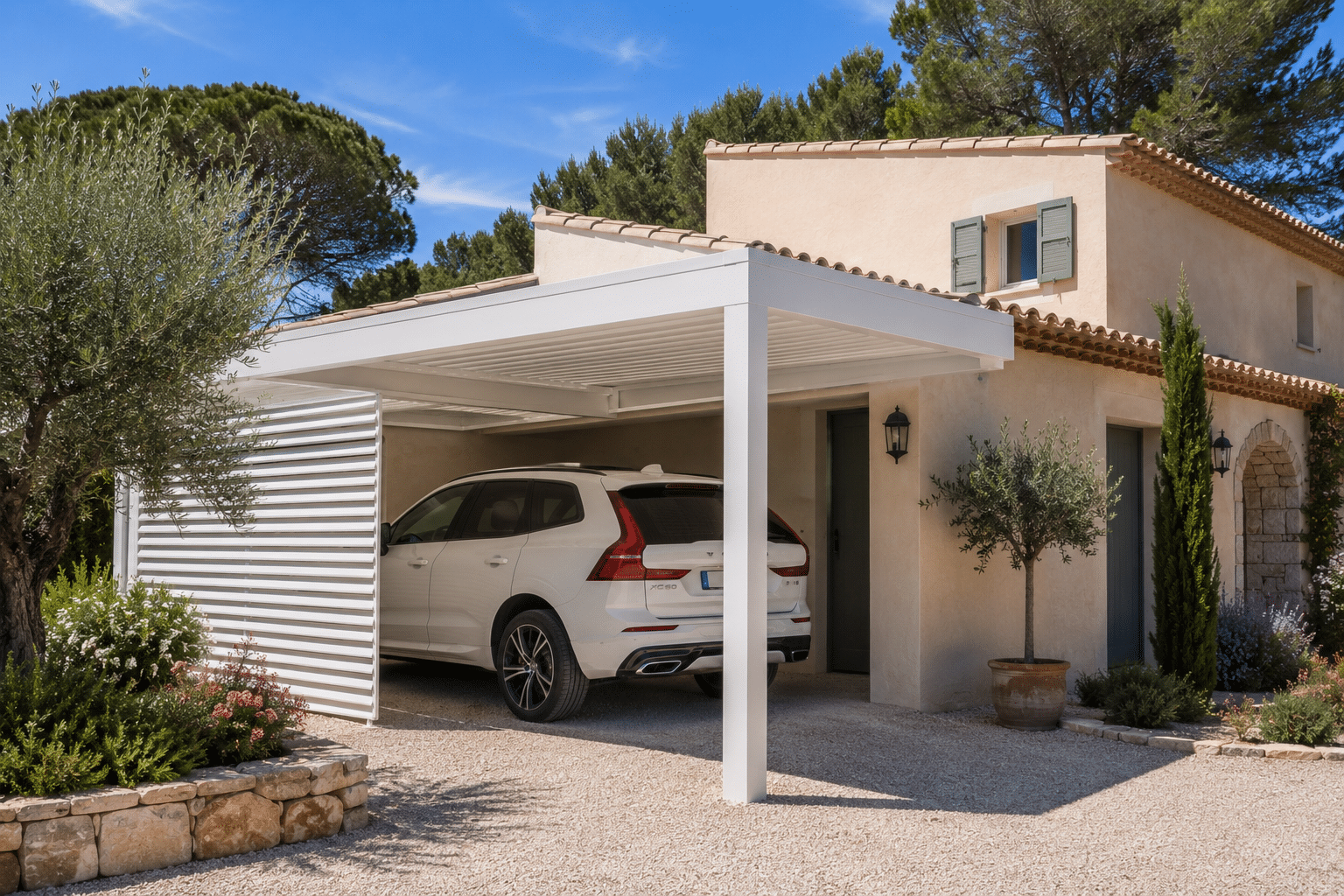 Carport aluminium adossÃ© maison sur mesure Var